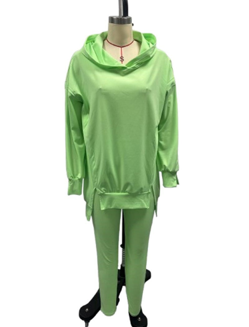 Solid Hoodie and Leggings Set