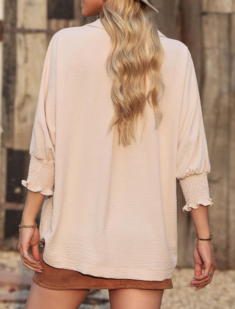 V-Neck Ruffle Blouse