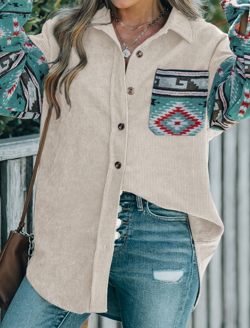 Aztec Sleeve Corduroy Shirt