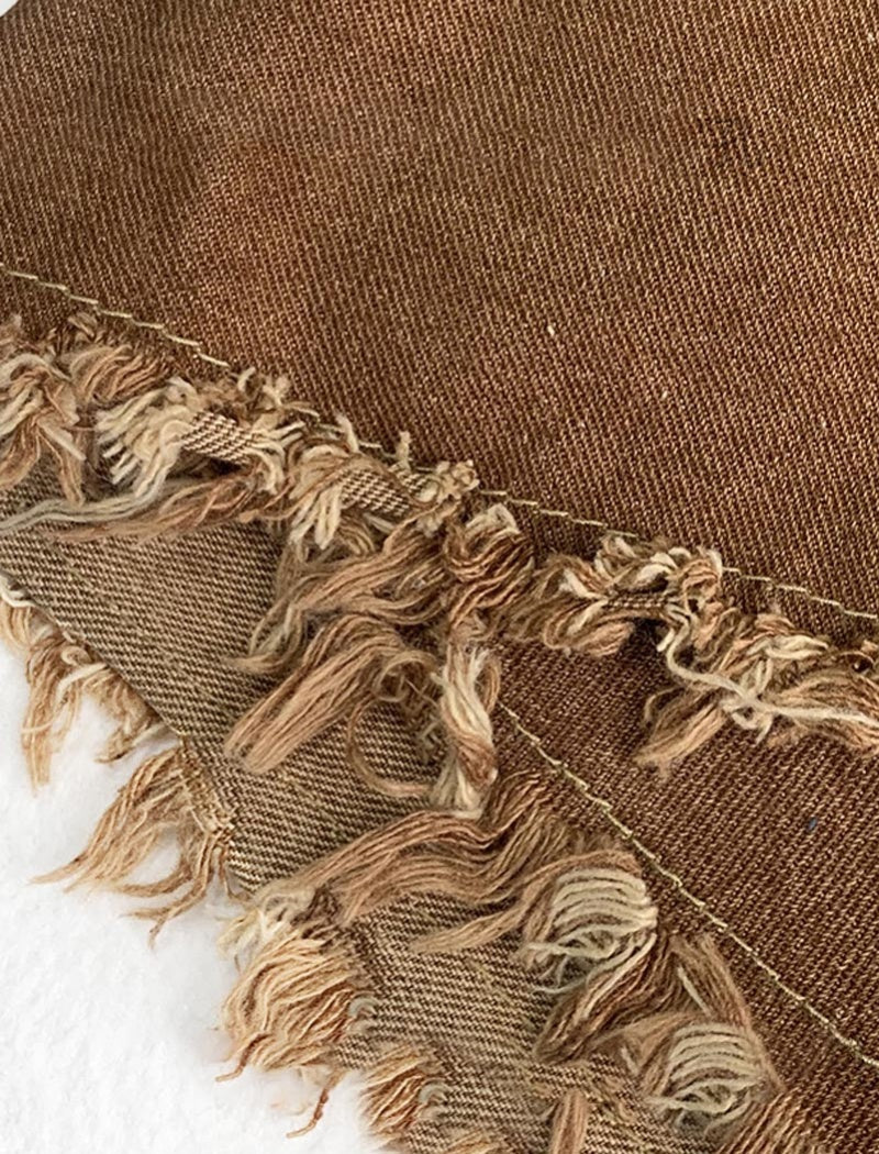 Frayed Hem Flared Midi Skirt