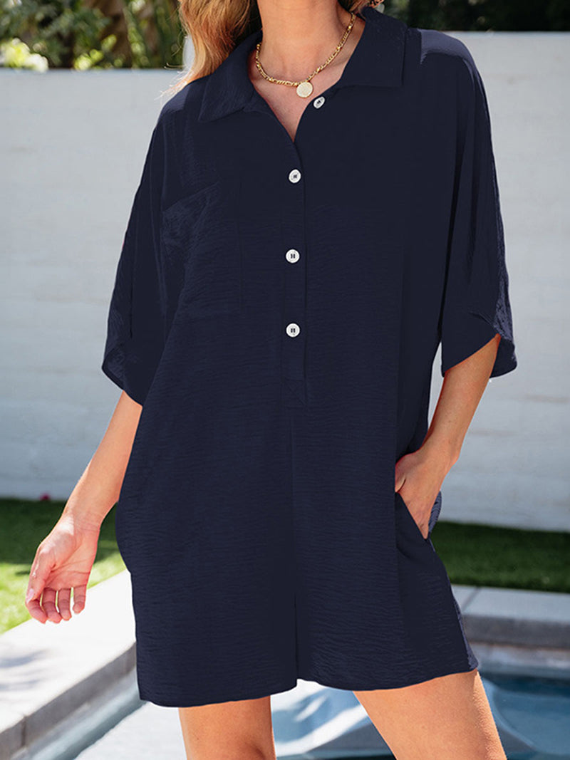 Solid Button-Up Romper