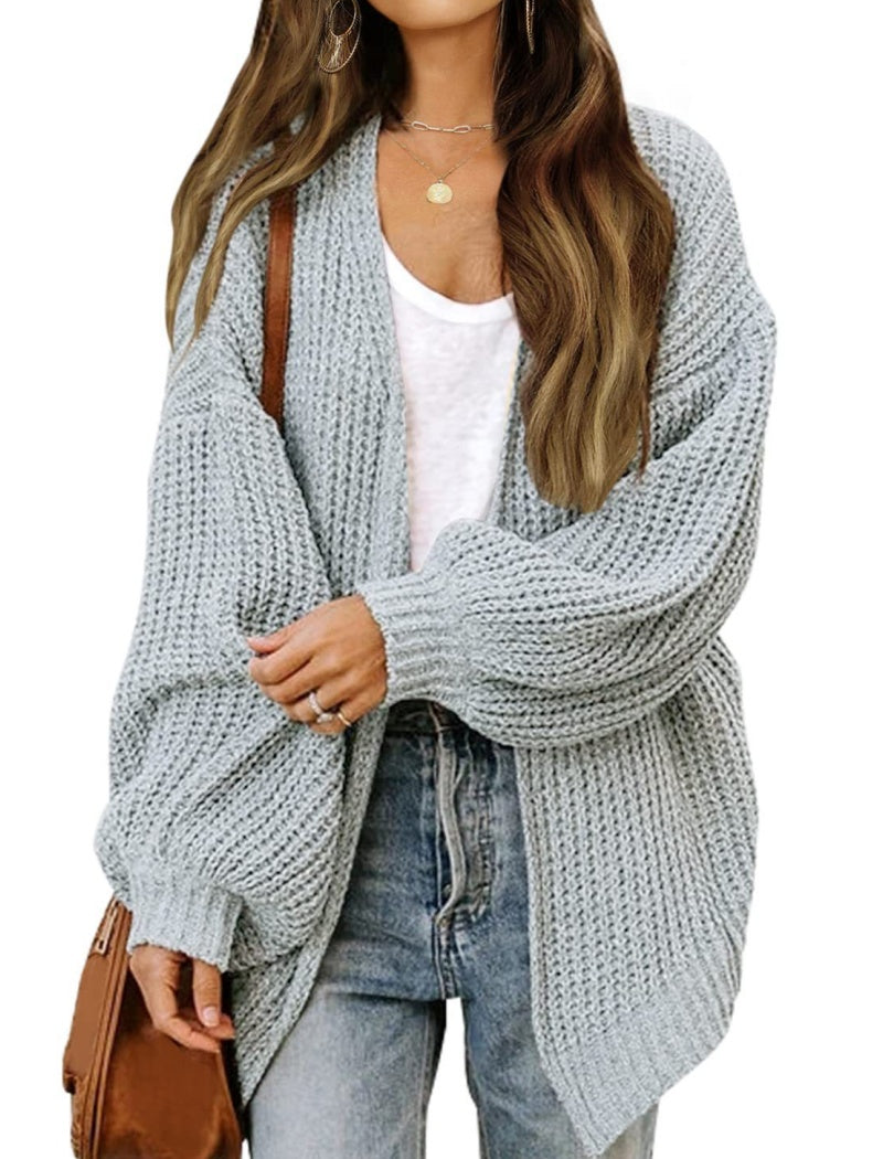 Lantern Sleeve Knit Cardigan
