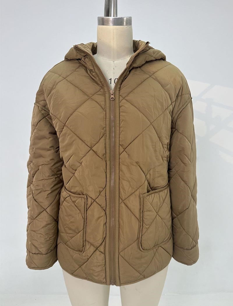 Diamond Plaid Pocketed Split Coat