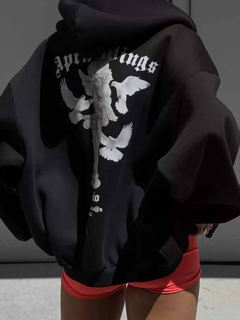 Graphic Print Oversized Hoodie