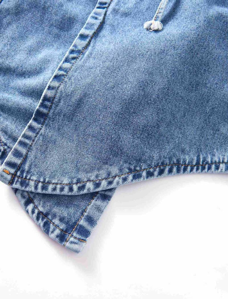 Drawstring Hooded Denim Jacket