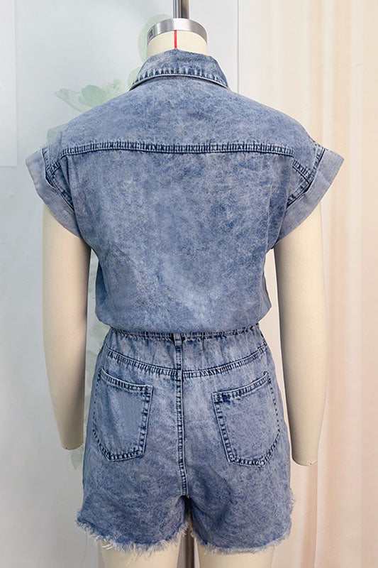 Distressed Denim Romper