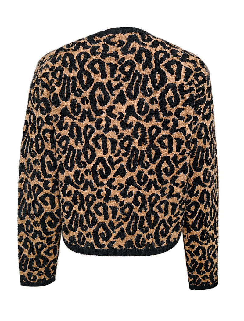 Relaxed Leopard Print Knit Sweater