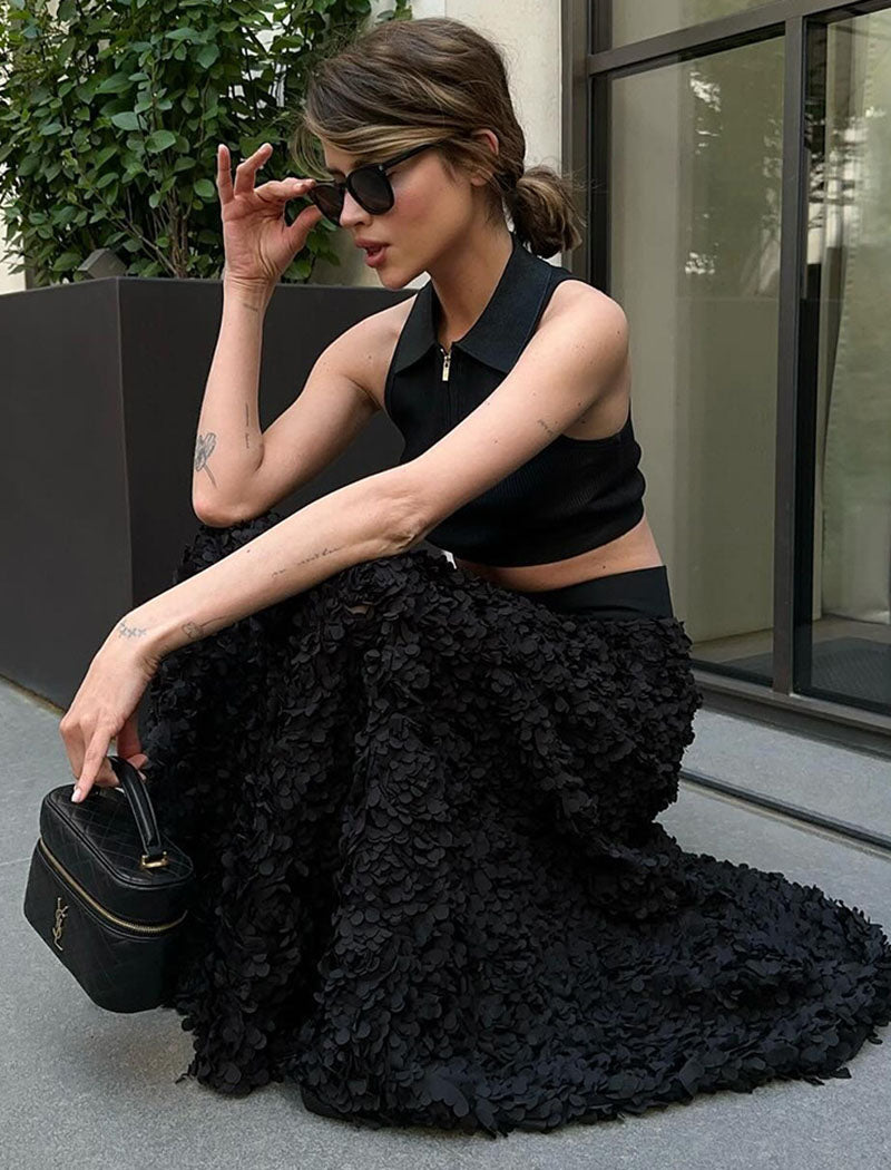 Floral Print High Slit Maxi Skirt