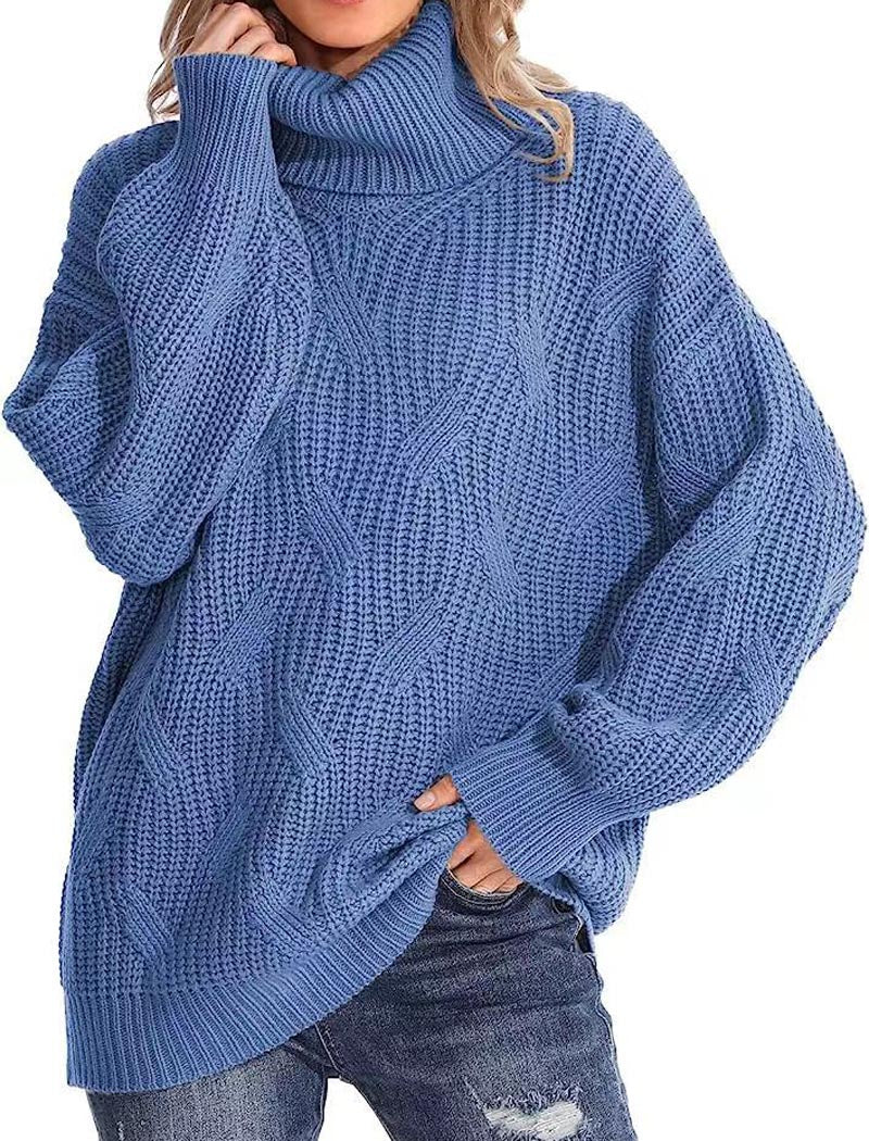 Oversized Turtleneck Knit Sweater