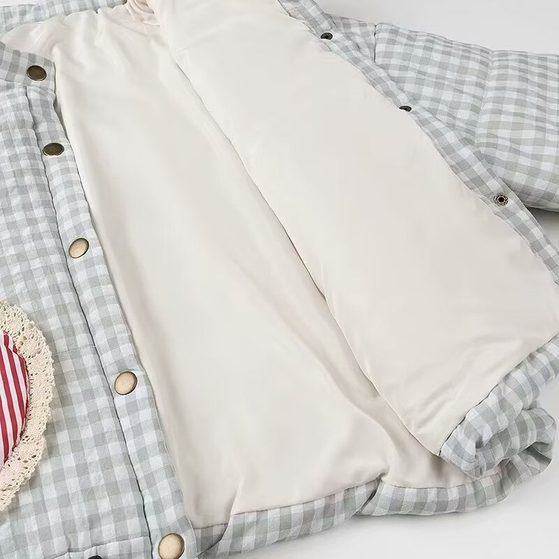 Gingham Jacket with Heart Patch Details