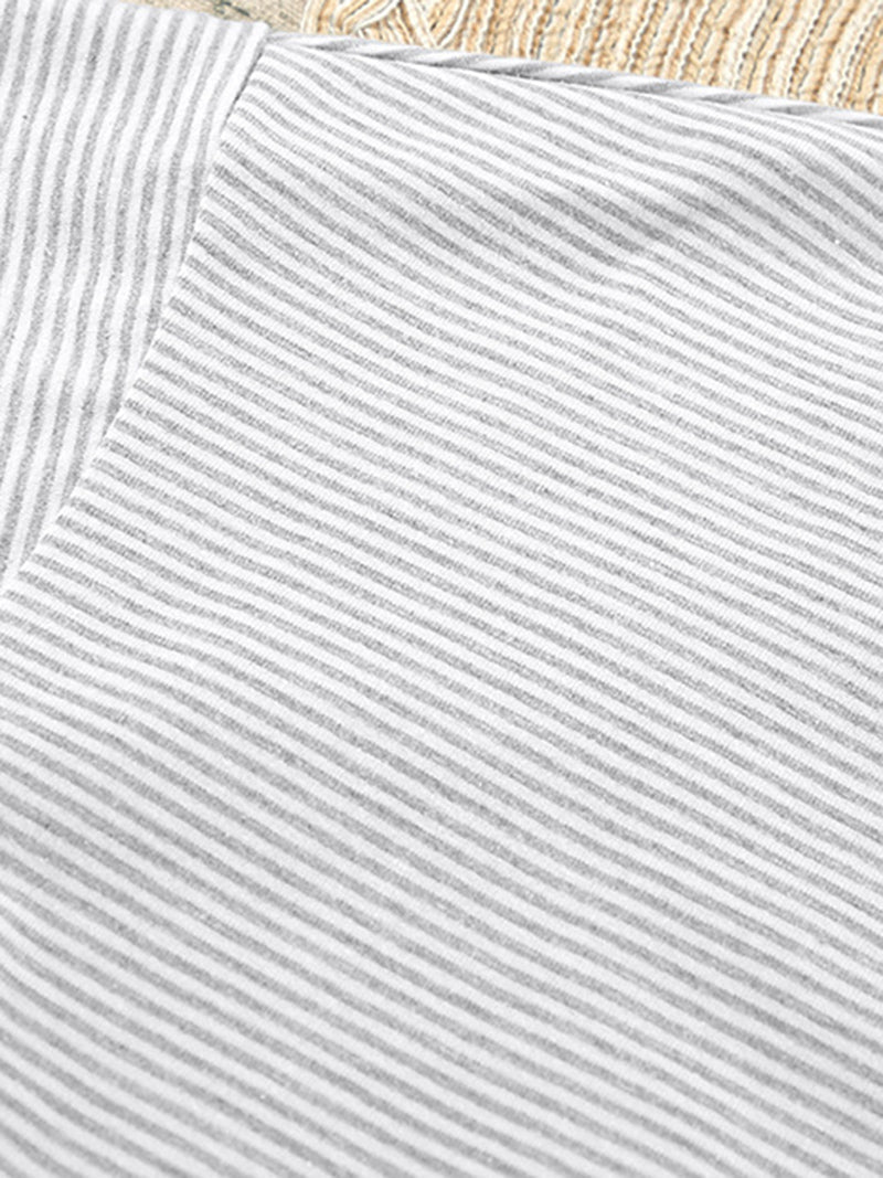 Striped Tee and Slit Shorts Set