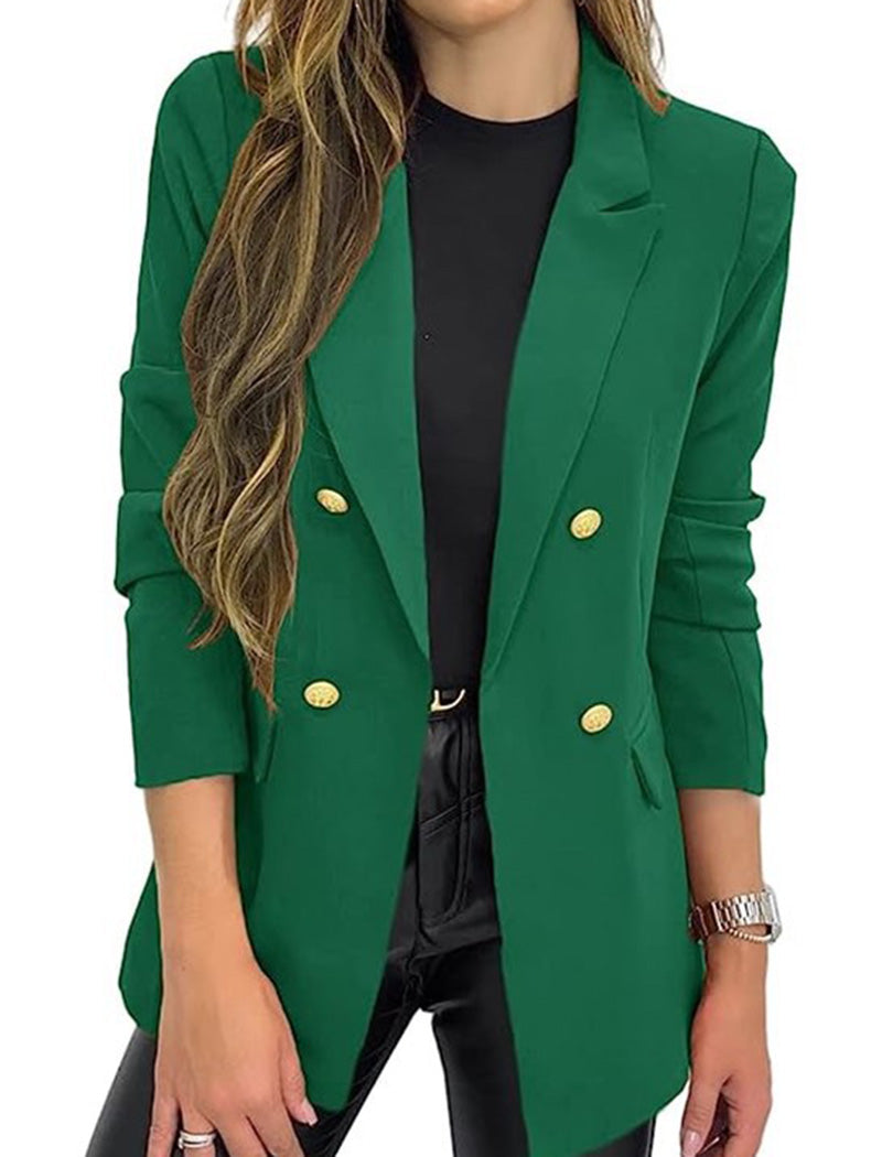 Buttoned Double-Breasted Blazer