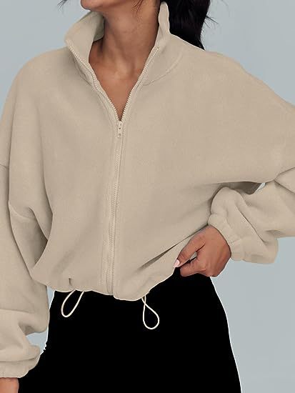 Zip-Up Drawstring Cropped Jacket