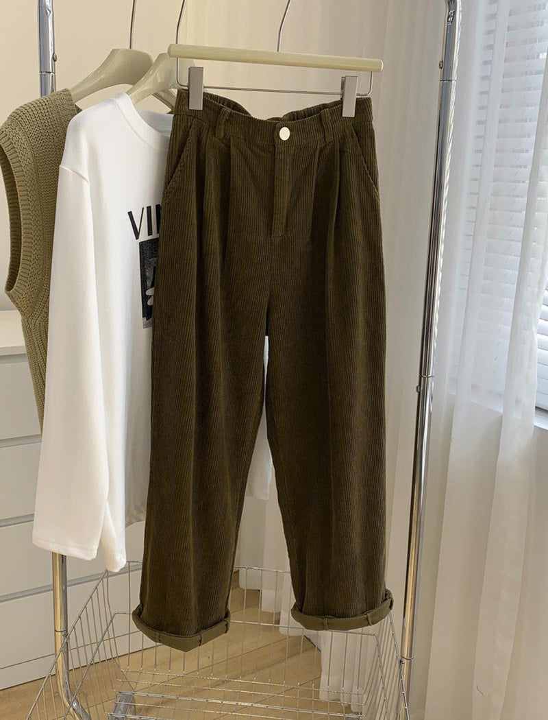 Wide-Leg Corduroy Trousers