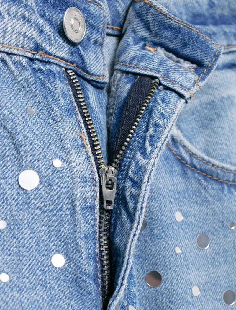 Star Studded Wide-Leg Jeans