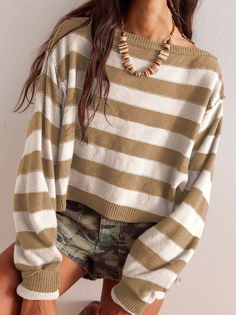 Striped Knit Cropped Sweater