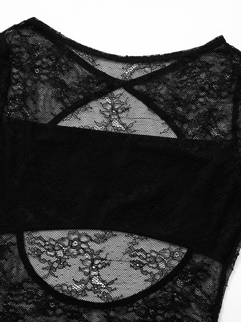 Lace Long Sleeve Ruched Mini Dress