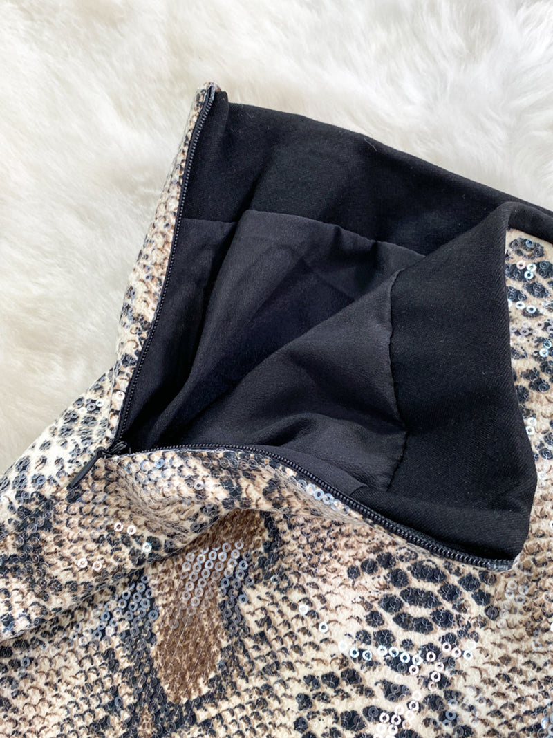 Animal Print Sequin High-Rise Shorts