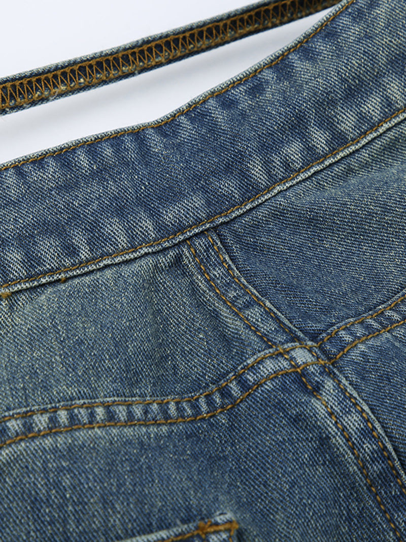 High-Waisted Tie-Waist Jeans