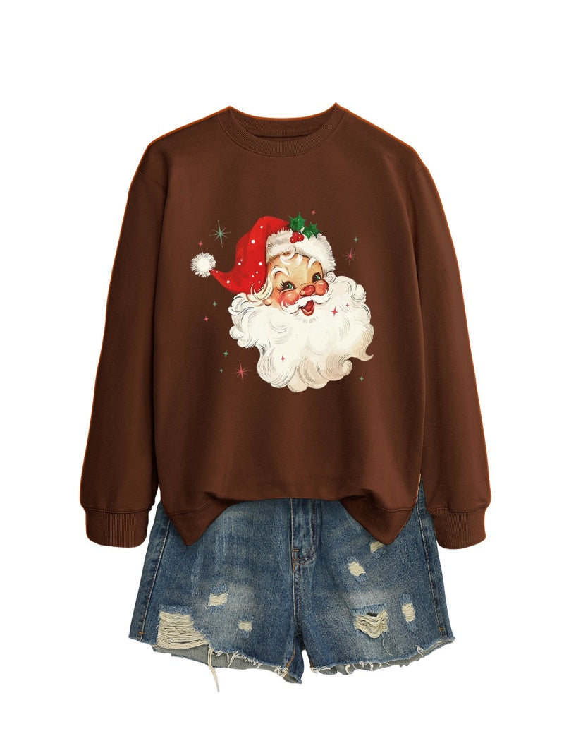 Vintage Santa Print Casual Top