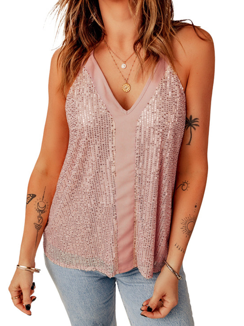 Sequin V-Neck Cami Top
