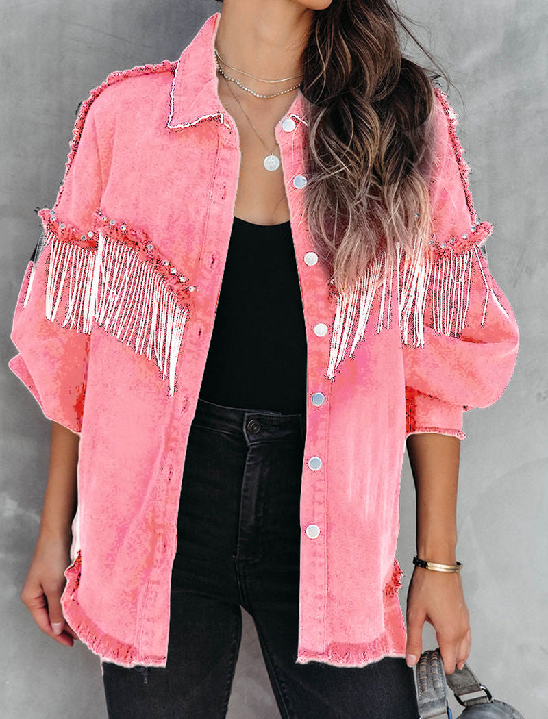 Fringed Frayed Denim Jacket