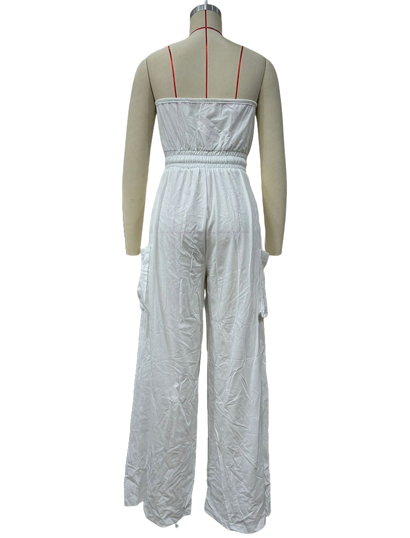 Drawstring Waist Vacation Wide-Leg Jumpsuit