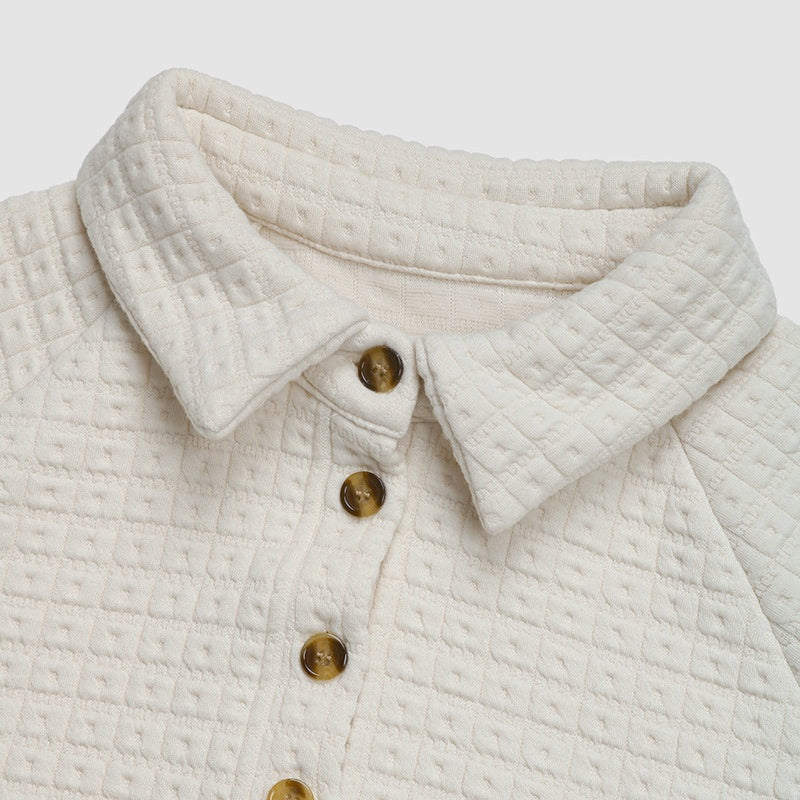 Textured Button-Up Sweater with Relaxed Fit