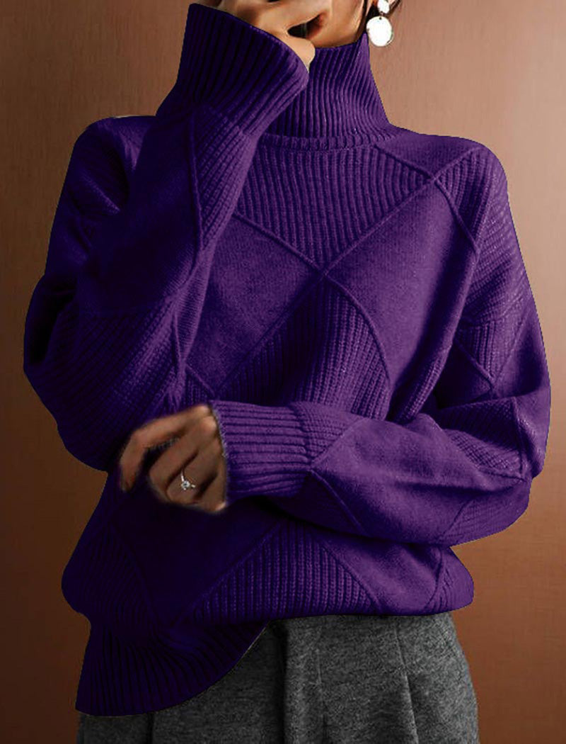 Oversized Turtleneck Knit Pullover