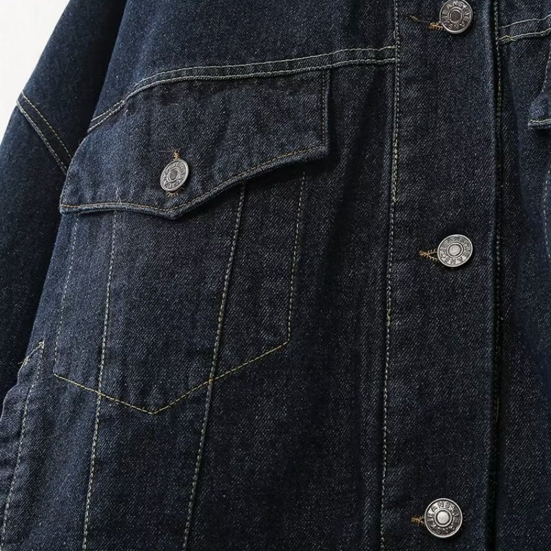 Cropped Denim Jacket with Cuffed Sleeves