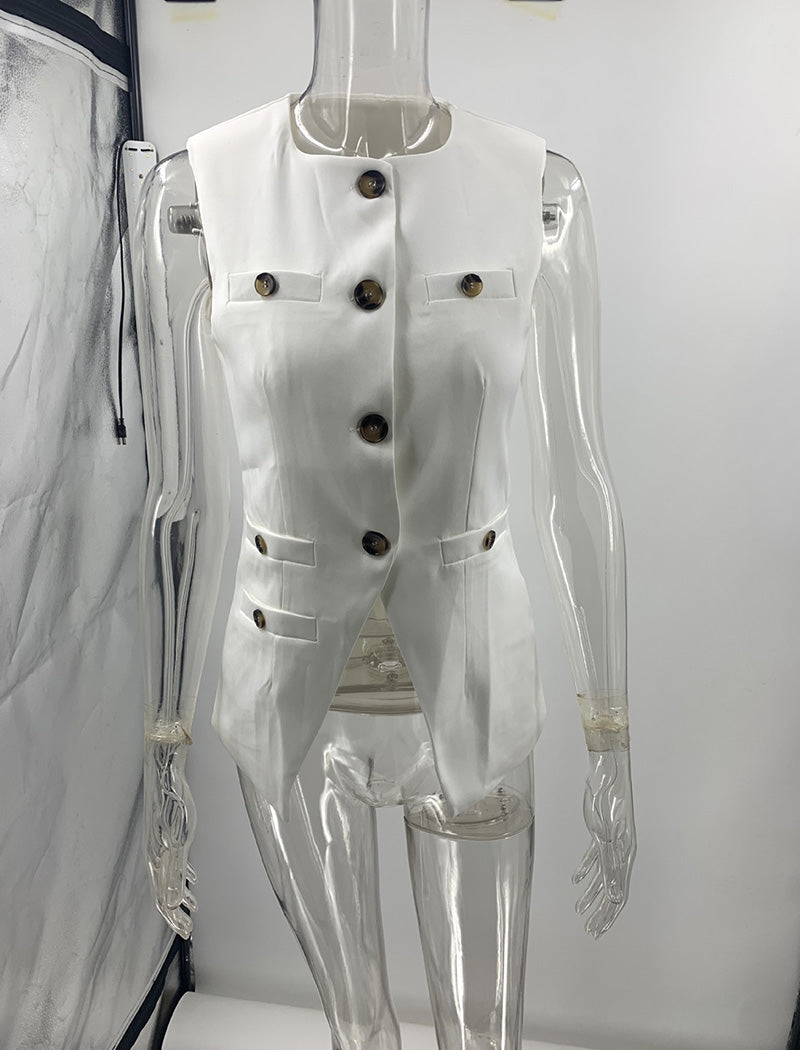 Sleeveless Double-Breasted Top