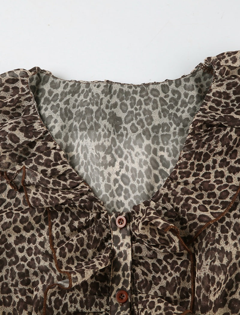 Ruffled Leopard Print Blouse
