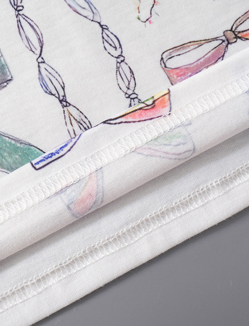 Bowknot Printed Slim Long Sleeve Tee