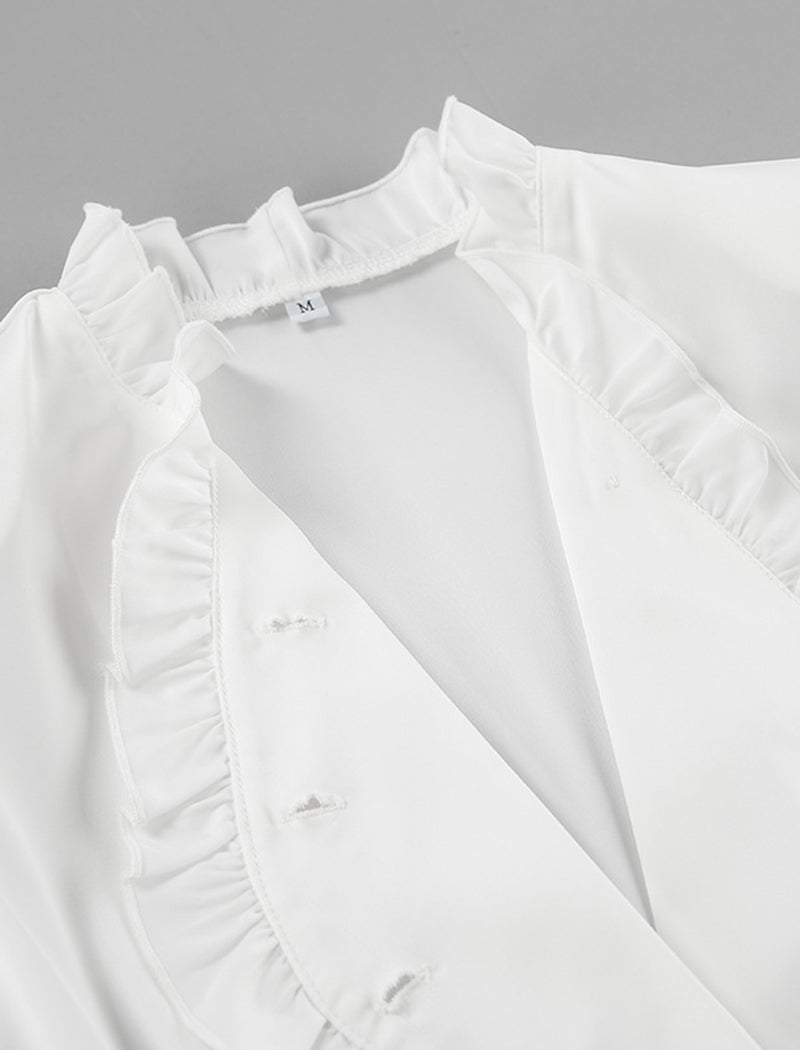 Ruffle Trim Long Sleeve Shirt