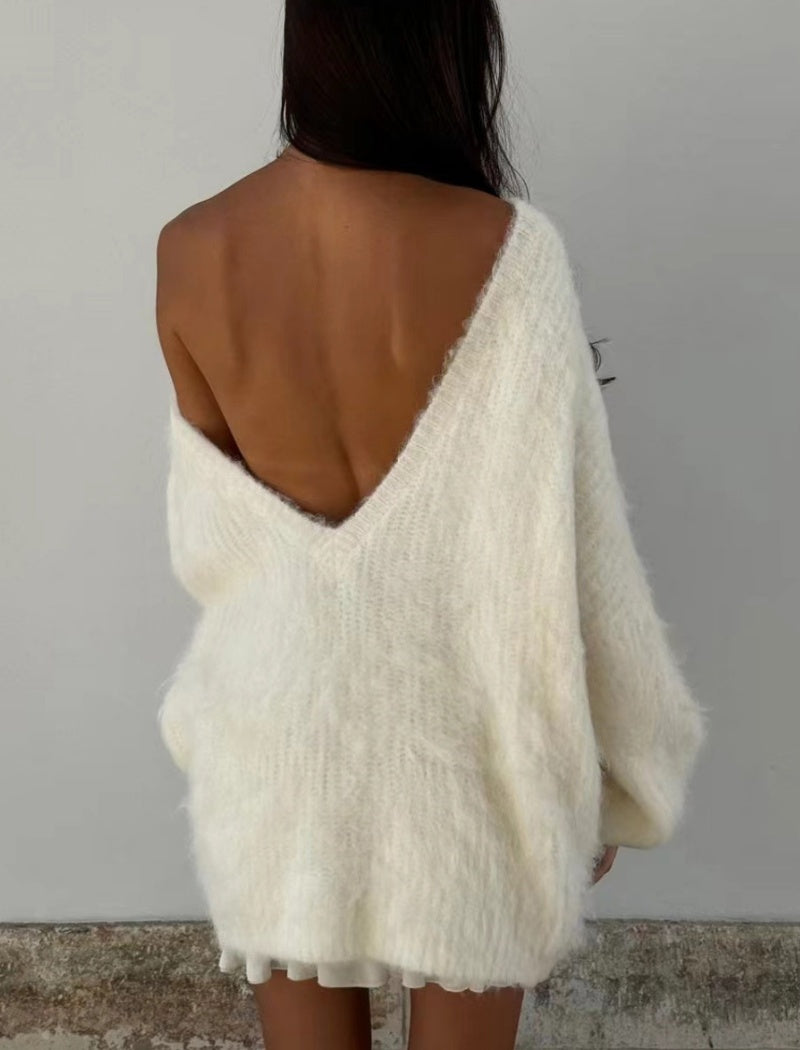 Backless Fuzzy Sleeveless Sweater