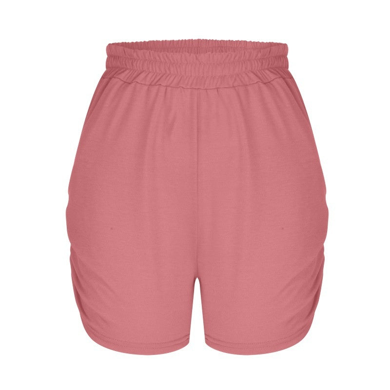 Casual High-Waisted Shorts with Side Ruching