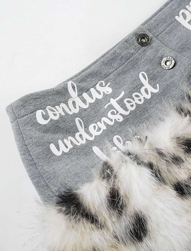 Leopard Fur Panel Mini Skirt