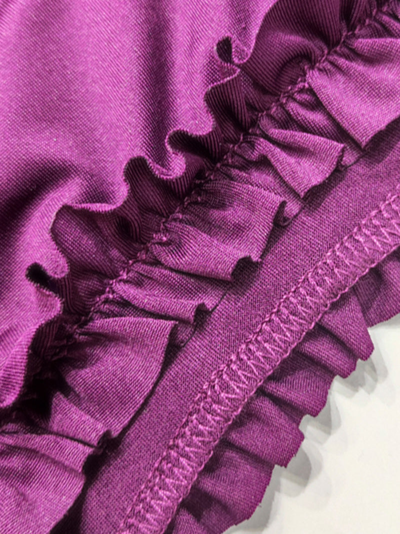 Off-Shoulder Ruffle Slit Maxi Dress