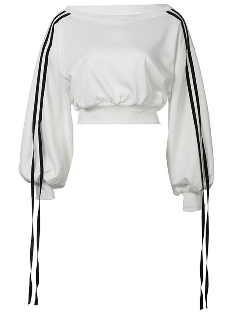 Color-Blocked Drawstring Waist Off-Shoulder Hoodie and Pants Set