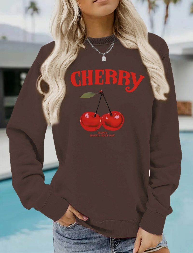 Cherry Print Crewneck Pullover