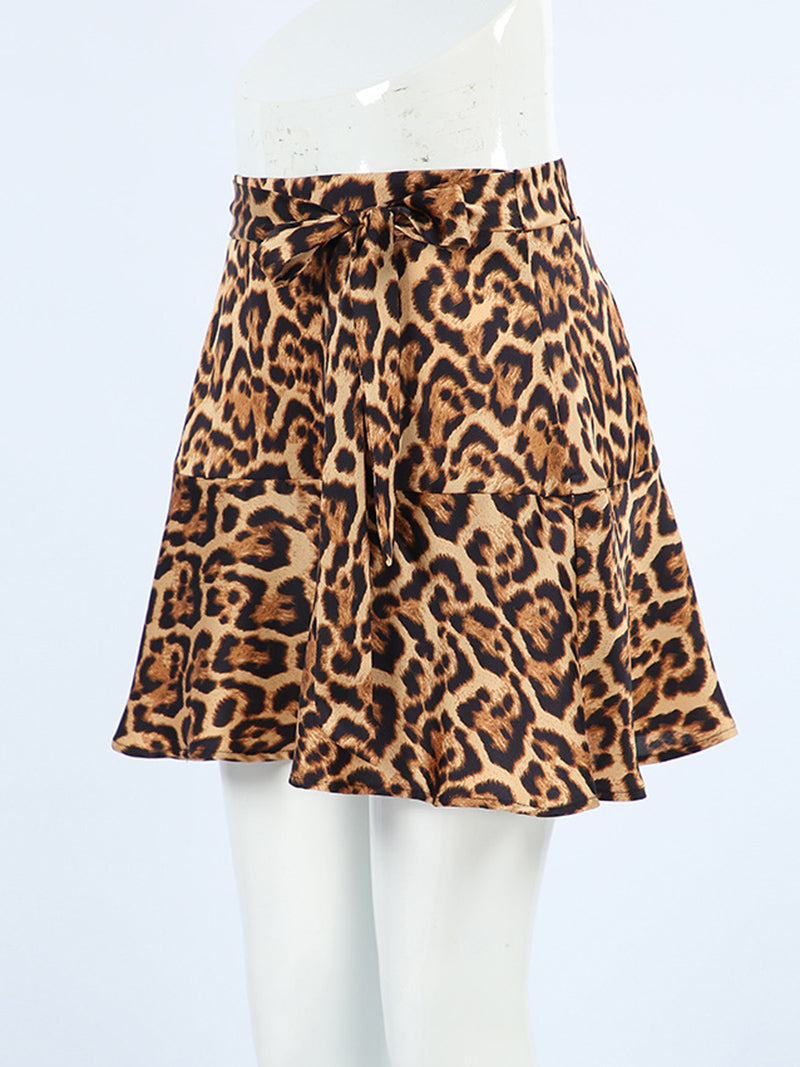 Tiered Ruffle Leopard Mini Skirt