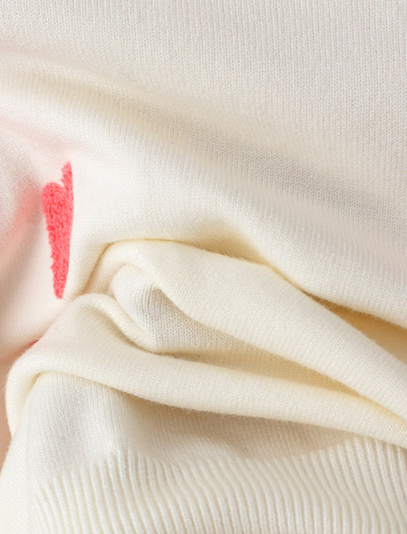 Heart Pattern Knit Crewneck Sweater