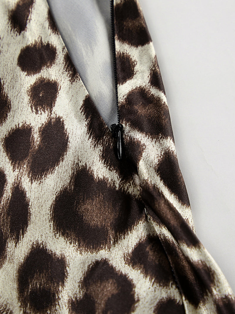 Leopard Cutout Maxi Skirt