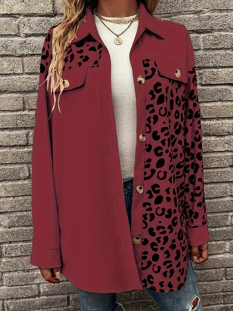 Leopard Print Patchwork Coat