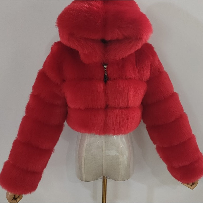 Plush Chunky Knit Hooded Coat