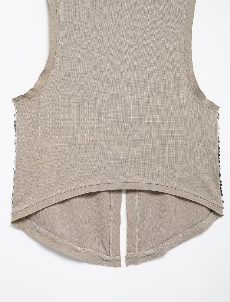 Sequin Open-Front Vest