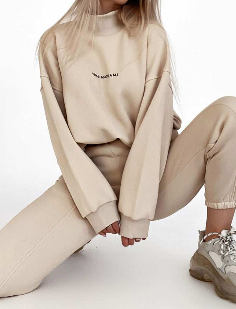 High-Neck Relaxed Jogger Set