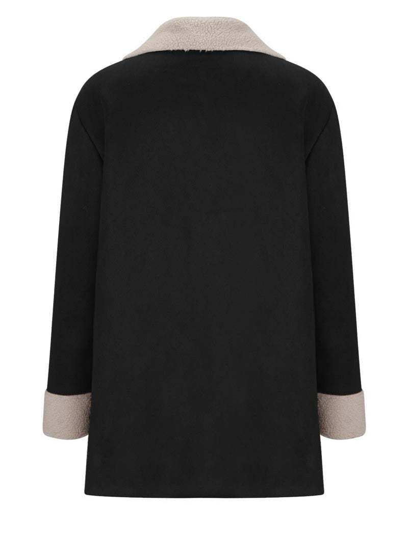 Shearling Trim Button-Down Coat