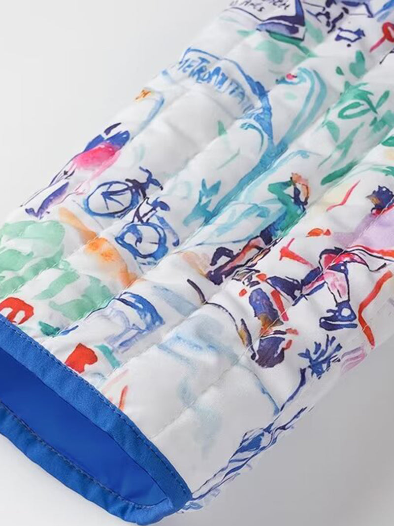 Graphic Print Jacket and Shorts Set