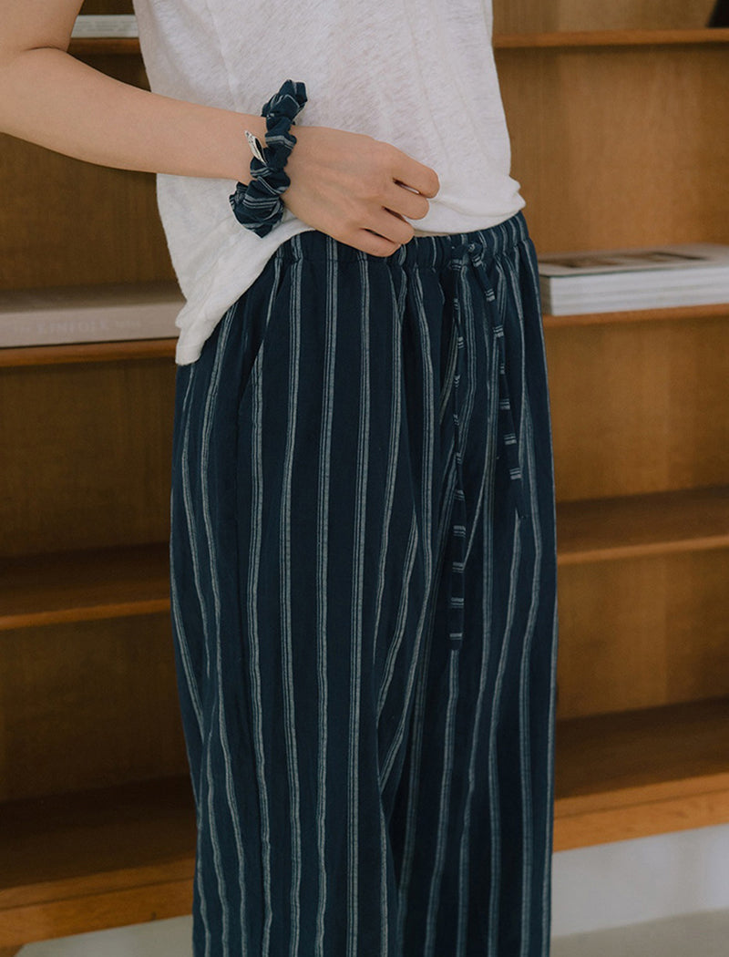 Striped Wide-Leg Lounge Pants
